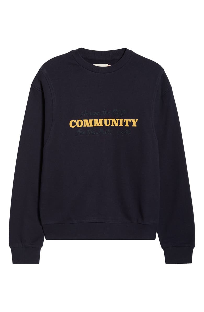 HONOR THE GIFT Track Crew Cotton Graphic Sweatshirt, Alternate, color, Navy