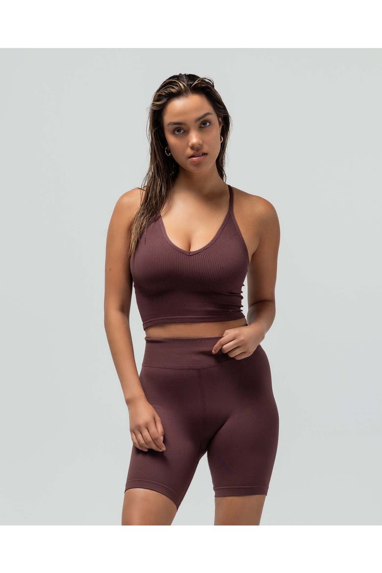 The Crop Racerback V-Neck Tank Top, Main, color, MAPLE