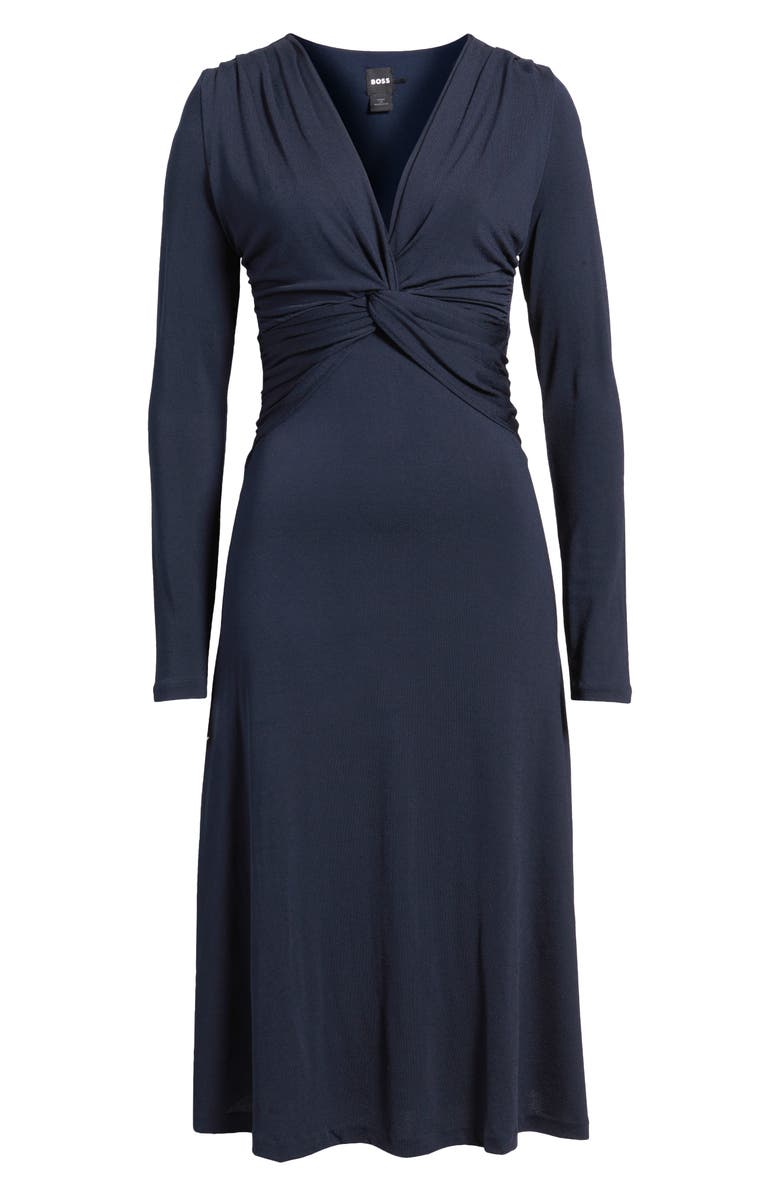 BOSS Eulo Twisted Long Sleeve Dress, Alternate, color, Clean Navy