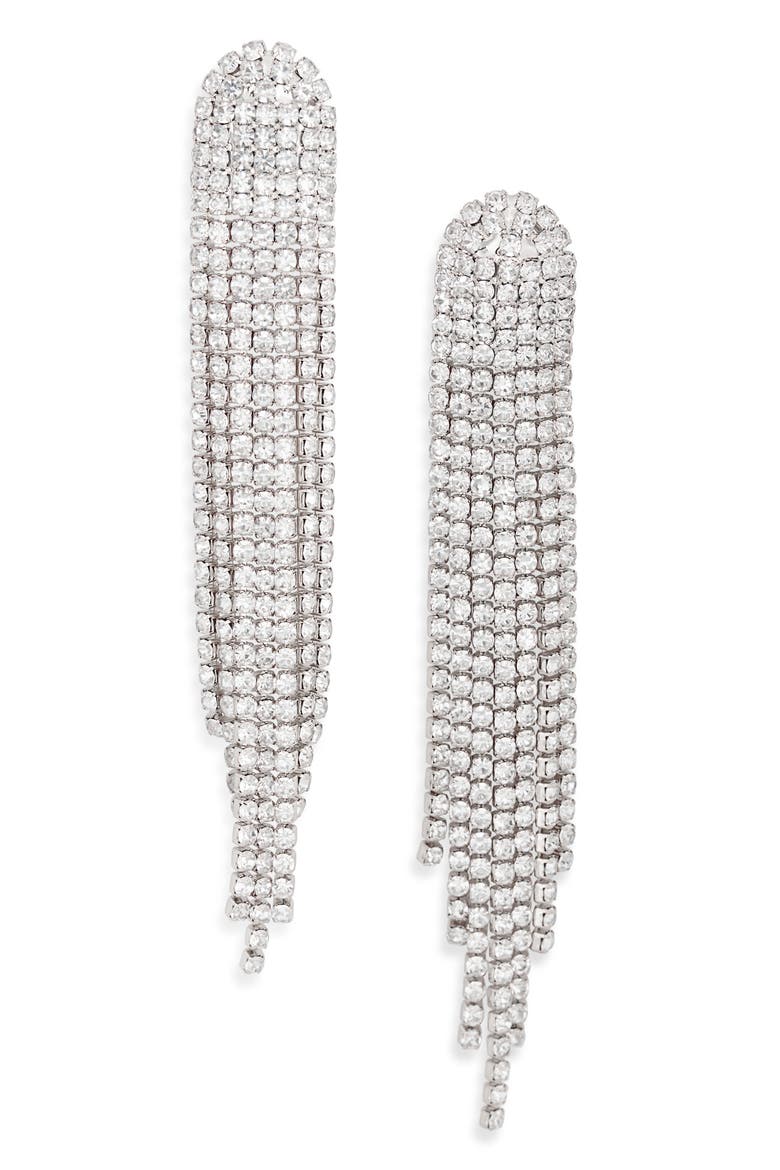 Cascading Crystal Drop Earrings, Alternate, color, CLEAR- SILVER