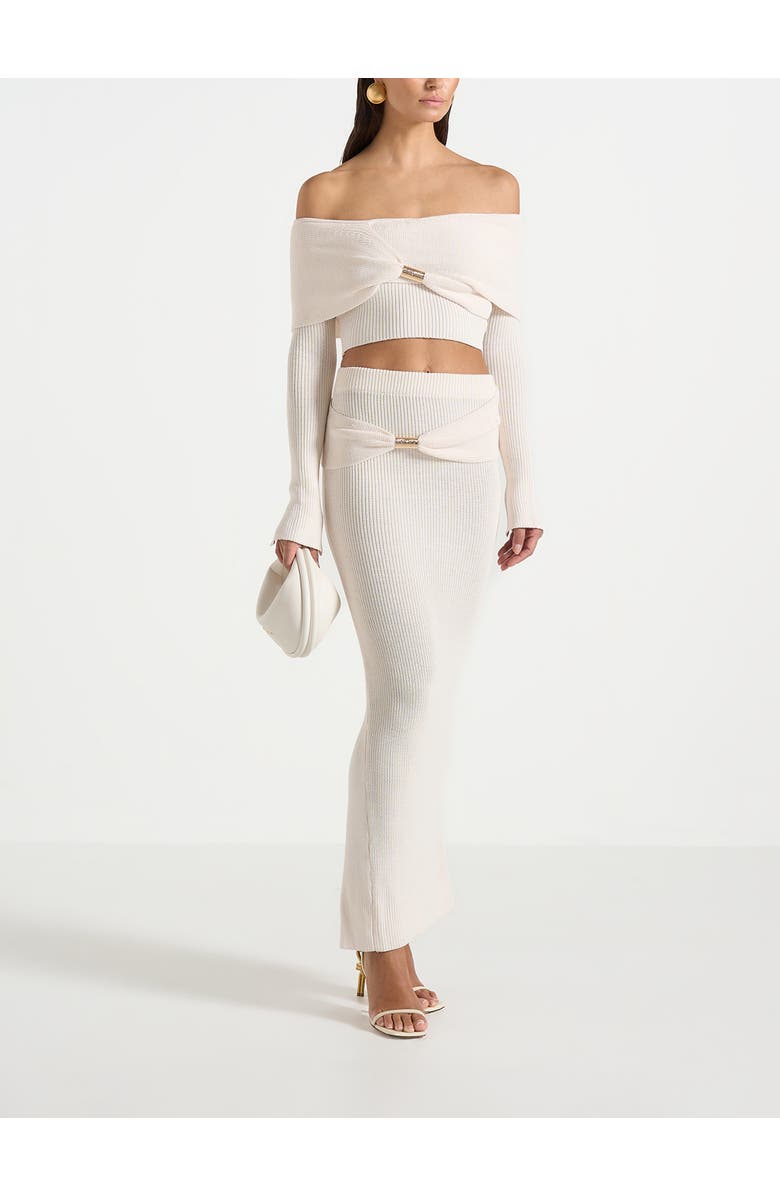 Manière De Voir Shana Asymmetric Bardot Top With Hardware Detail, Alternate, color, Cream