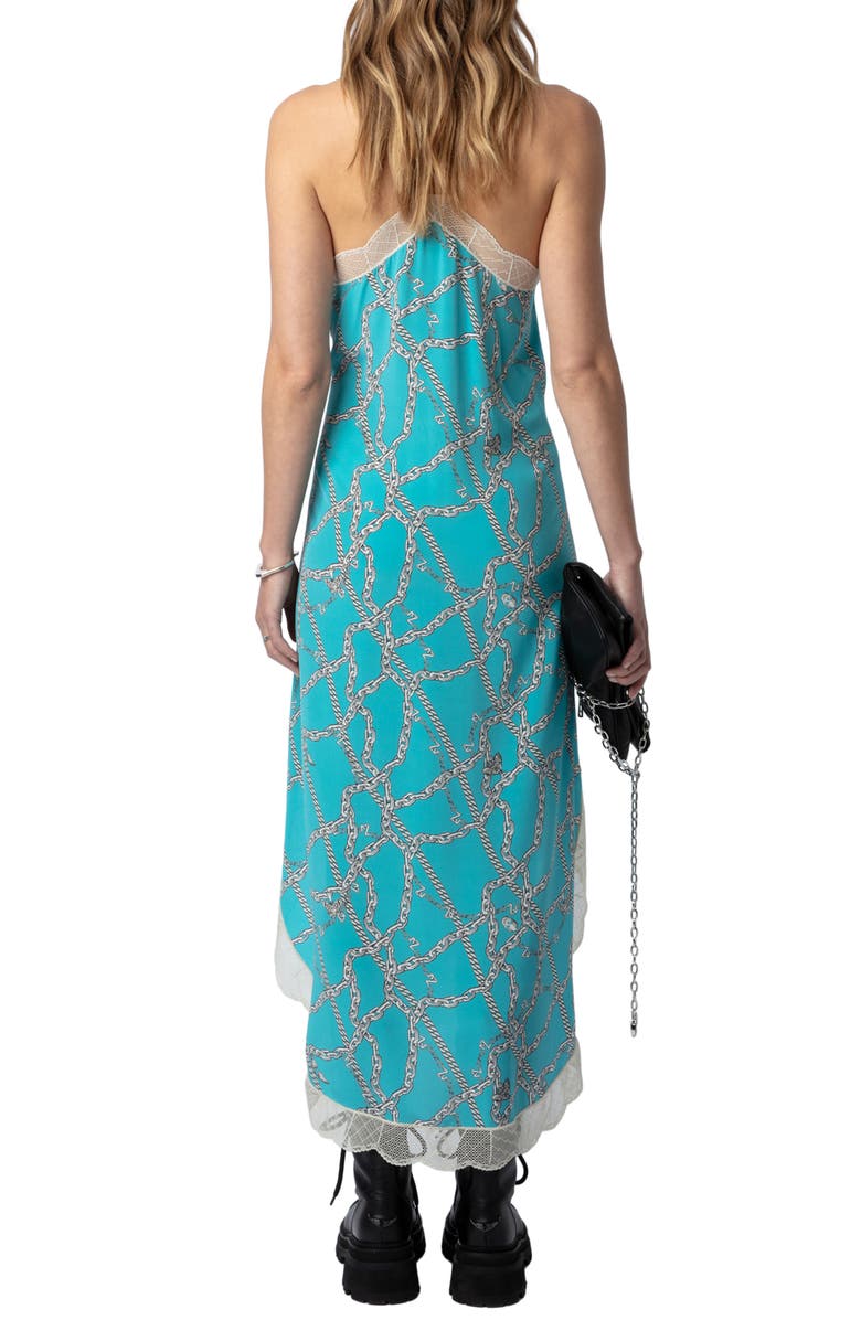 Zadig & Voltaire Ristyl Chaines Lace Trim Silk Maxi Dress, Alternate, color, 