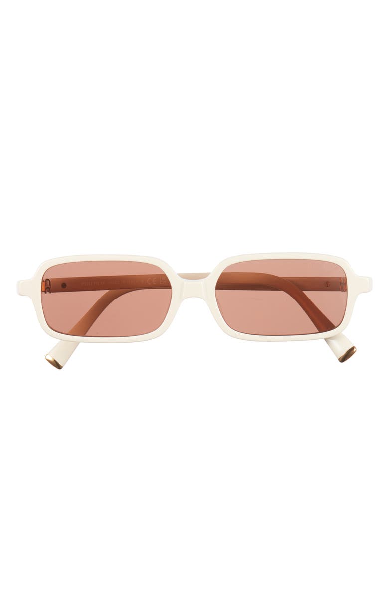 Miu Miu 52mm Rectangular Sunglasses, Main, color, Milk/ Brown