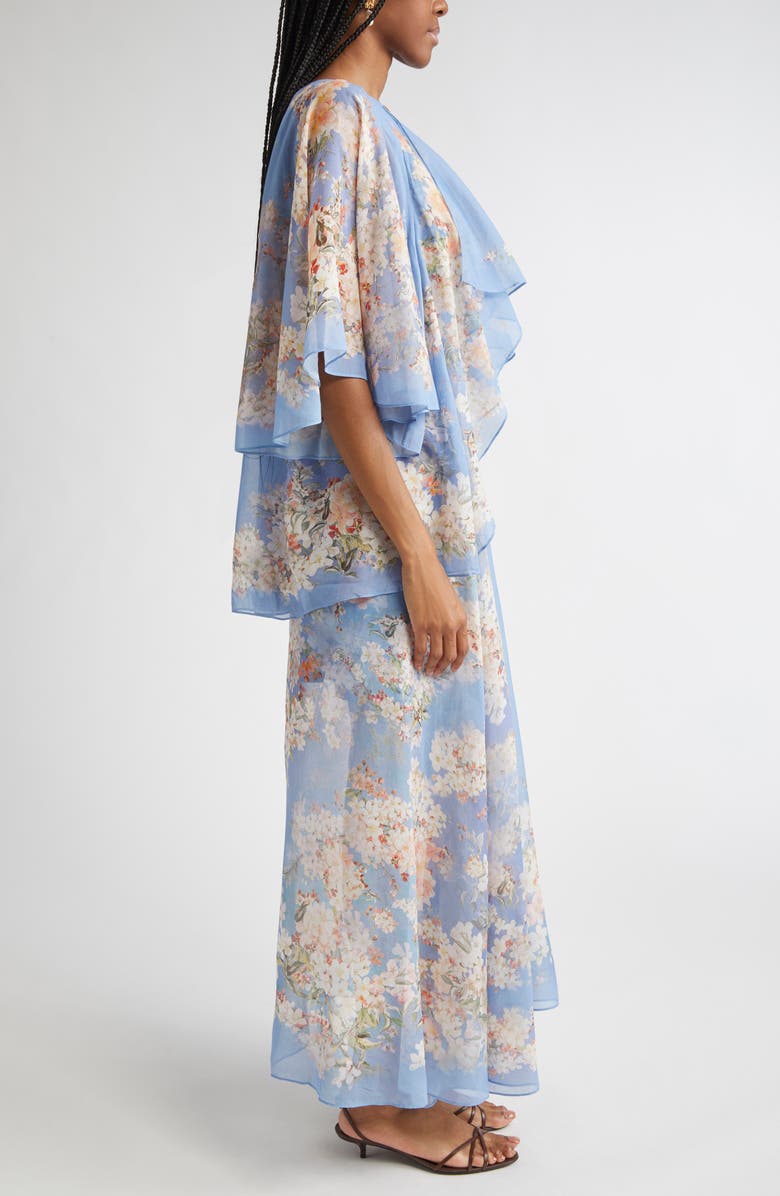 Zimmermann Cascadian Tiered Georgette Maxi Dress, Alternate, color, Blue Botanical Floral