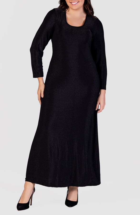 Shimmer Knit Long Sleeve Maxi Dress