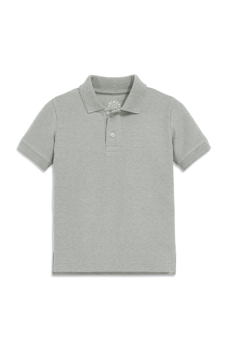 Primary Kids Short Sleeve Pique Polo, Main, color, Heather Gray