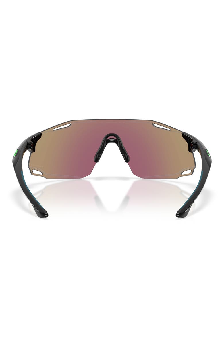 Cybr Dyno 139mm Rectangle Sunglasses, Alternate, color, POLISHED BLACK / PRIZM AQUA