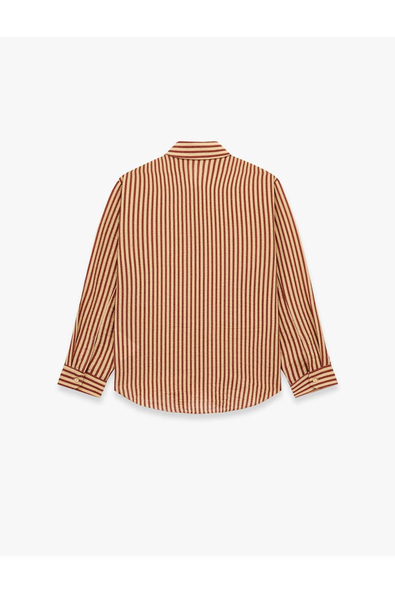 Long Sleeve Striped Shirt, Alternate, color, BROWN STRIPE