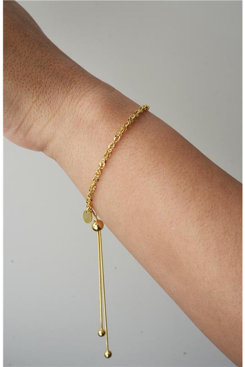 Singapore 18K Gold Plate Sterling Silver Adjustable Slide Bracelet, Alternate, color, GOLD