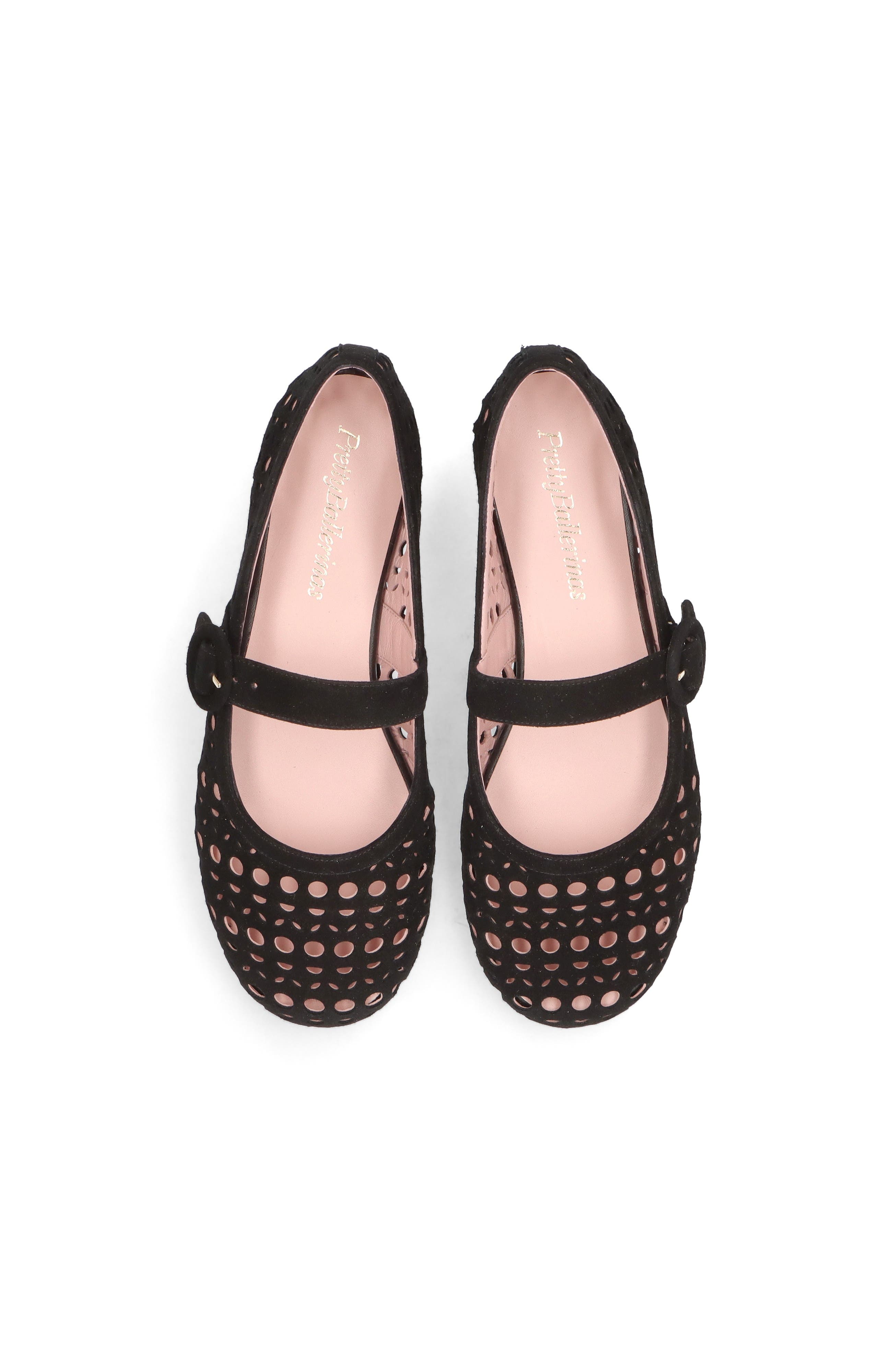 Pretty Ballerinas Suede Die Cut Mary Jane, Main, color, Black