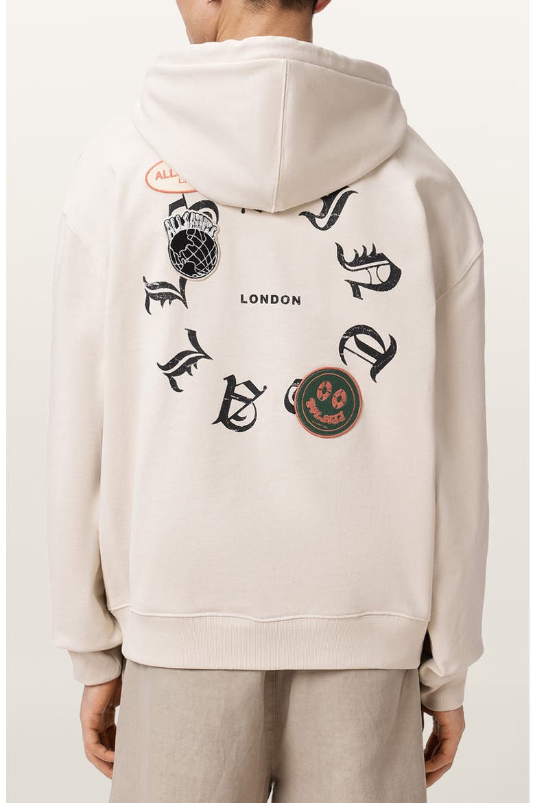 Patcher Graphic Cotton Zip Front Hoodie, Alternate, color, DUSK WHITE