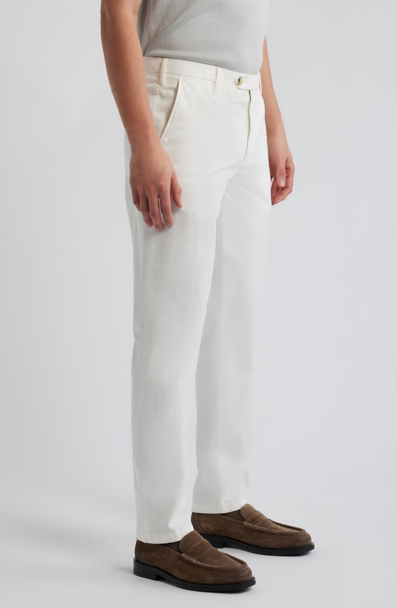 Canali Flat Front Stretch Cotton Blend Twill Chinos, Alternate, color, White