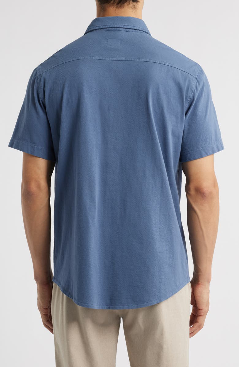 Fair Harbor Saltaire Organic Cotton Knit Short Sleeve Button-Up Shirt, Alternate, color, Navy