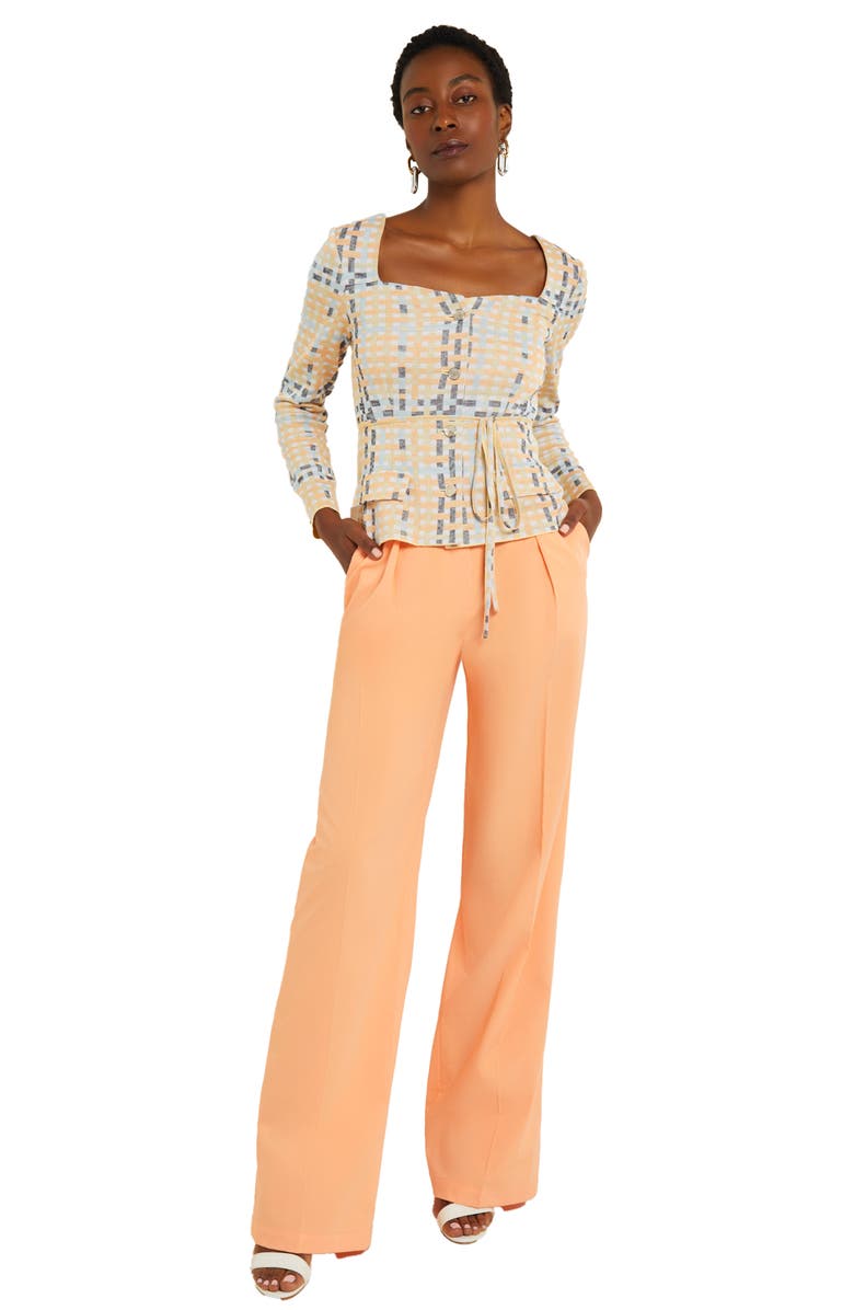 Misook Jacquard Knit Jacket, Alternate, color, Peach Blossom/Caribbean Mist