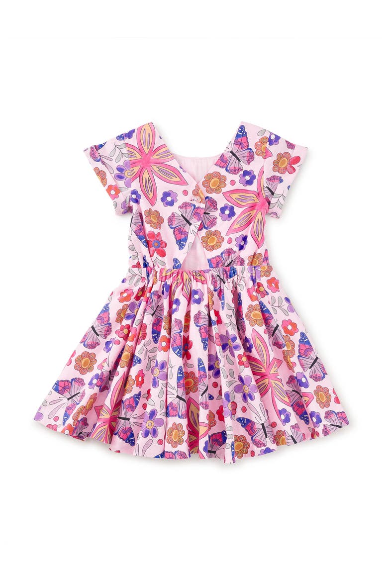 Button Back Skirted Dress, Alternate, color, Butterfly Tile