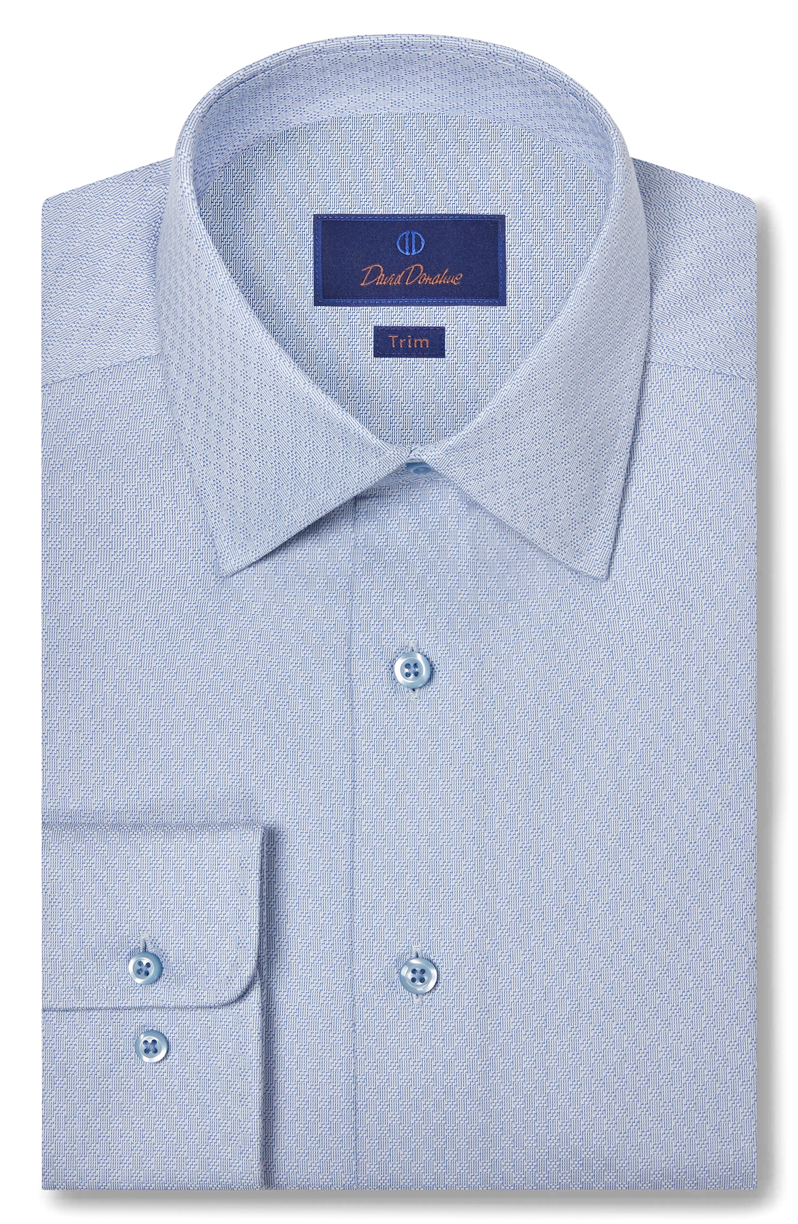David Donahue Trim Fit Geometric Dobby Dress Shirt