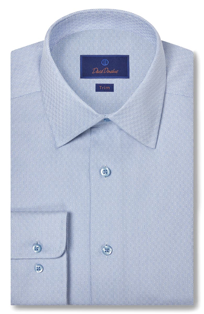 David Donahue Trim Fit Geometric Dobby Dress Shirt, Main, color, 