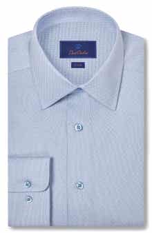 David Donahue Trim Fit Geometric Dobby Dress Shirt