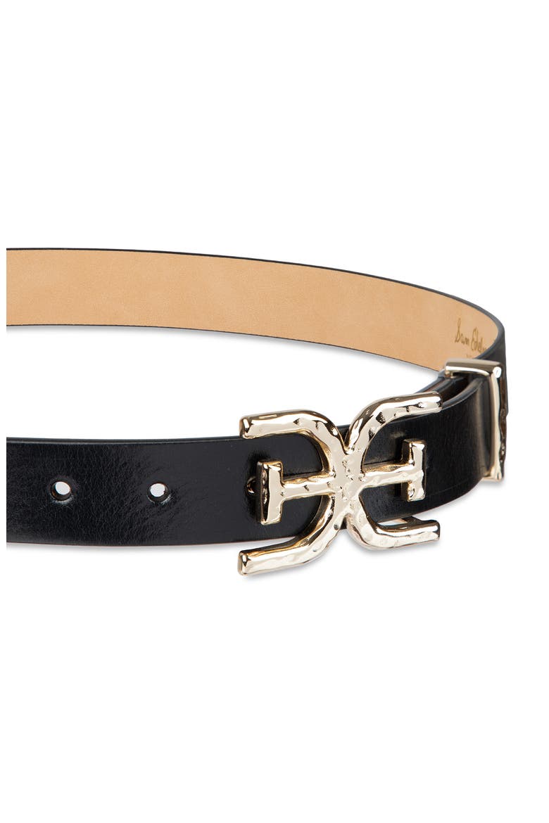 Hammered Logo Buckle Belt, Alternate, color, BLACK