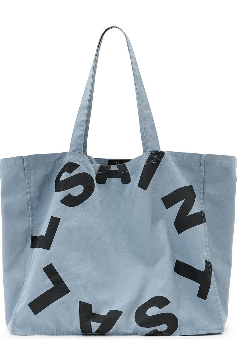 AllSaints Large Tierra Canvas Tote Bag, Main, color, Stonewash Blue