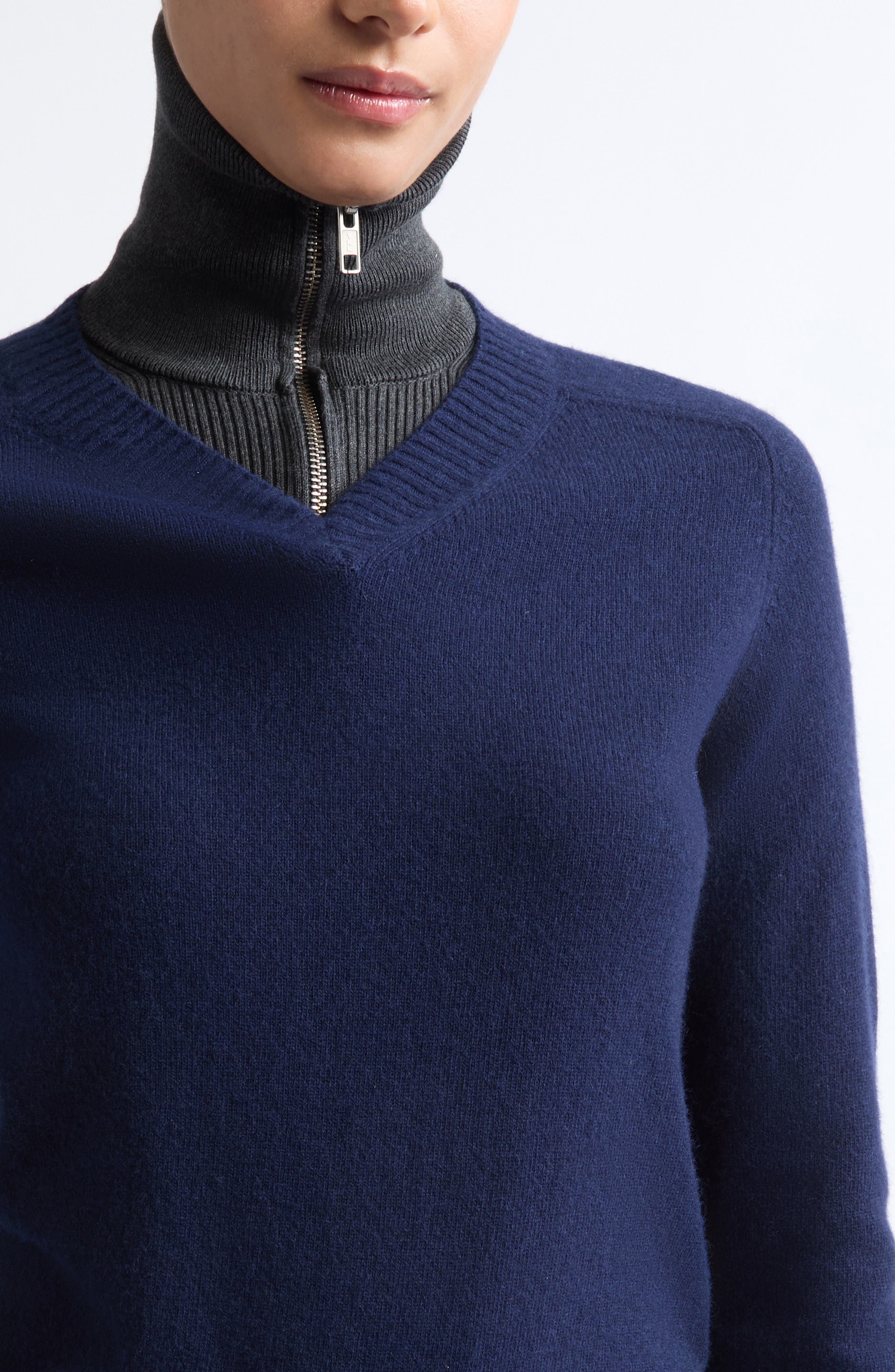 MM6 Maison Margiela Wool & Cotton Blend Half Zip Sweater (Women
