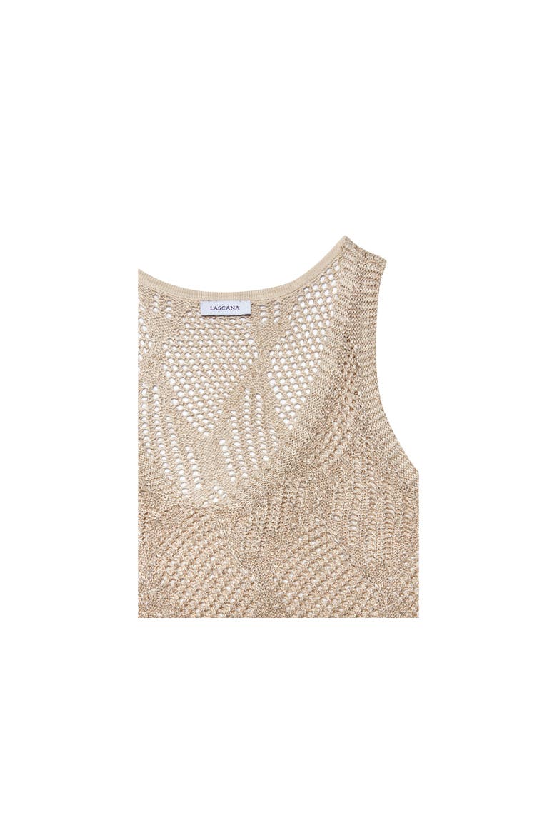 Crochet Open Work Tank Top, Alternate, color, Beige Gold