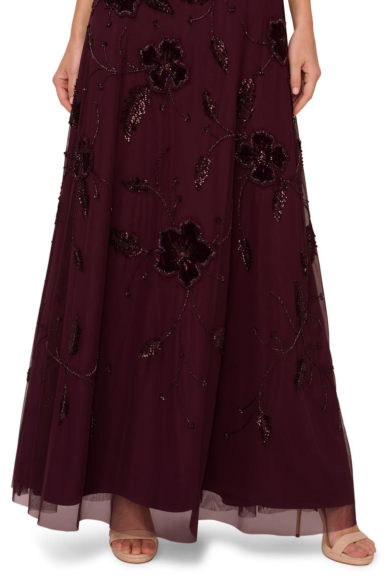 Beaded Floral Velvet Gown, Alternate, color, NIGHT PLUM