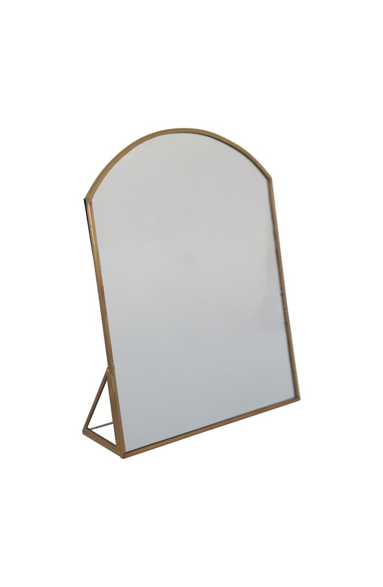 Storied Home Arched Metal Framed Standing Mirror, Brass, Main, color, Brass