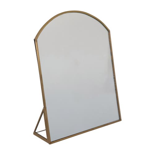 Storied Home Arched Metal Framed Standing Mirror, Brass In Gold