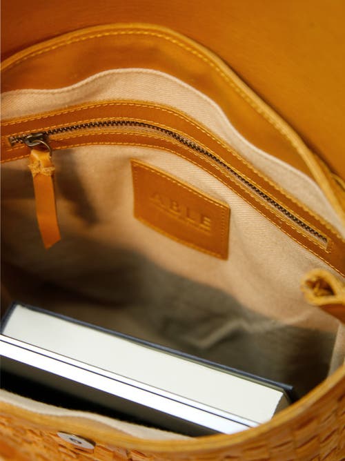 Able Elsa Basketweave Backpack In Cognac In Cognac