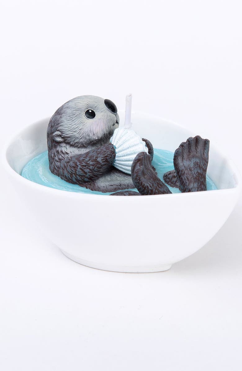 Southlake gifts Cute Sea Otter Baby Scented Candle, Alternate, color, Light Grey / Blue
