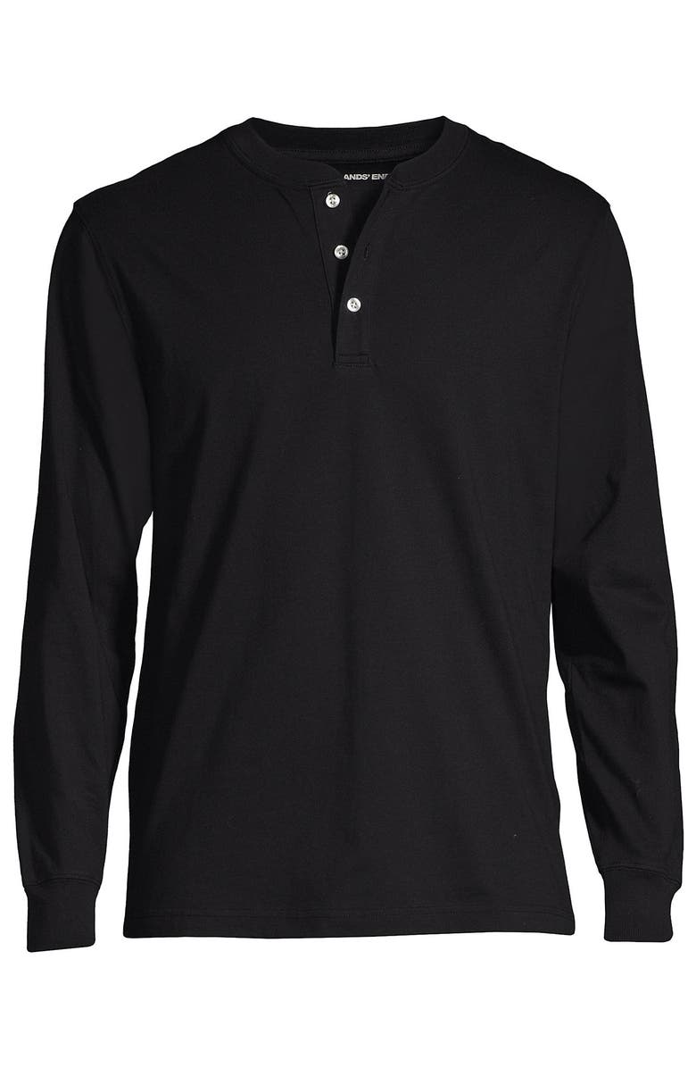 Lands' End Super-T Long Sleeve Henley Shirt, Alternate, color, Black