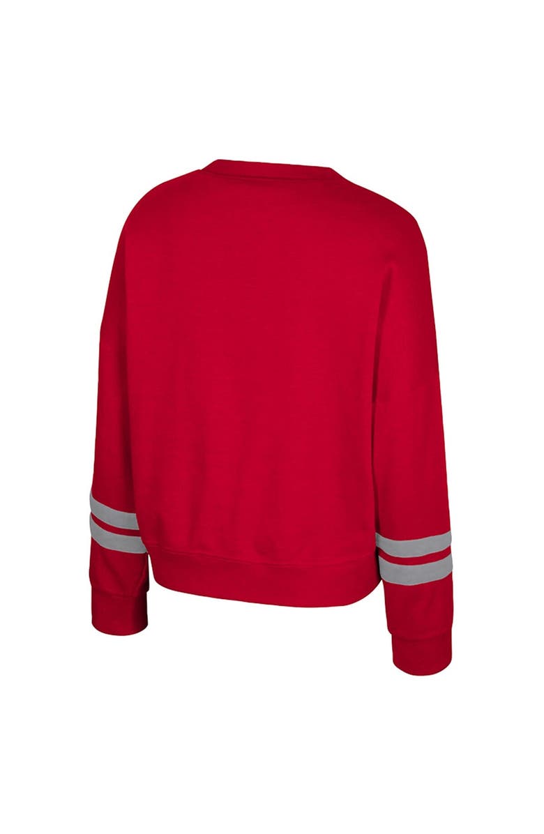 COLOSSEUM Women's Colosseum Scarlet Ohio State Buckeyes Splashy Crewneck Fleece Sweatshirt, Alternate, color, Scarlet