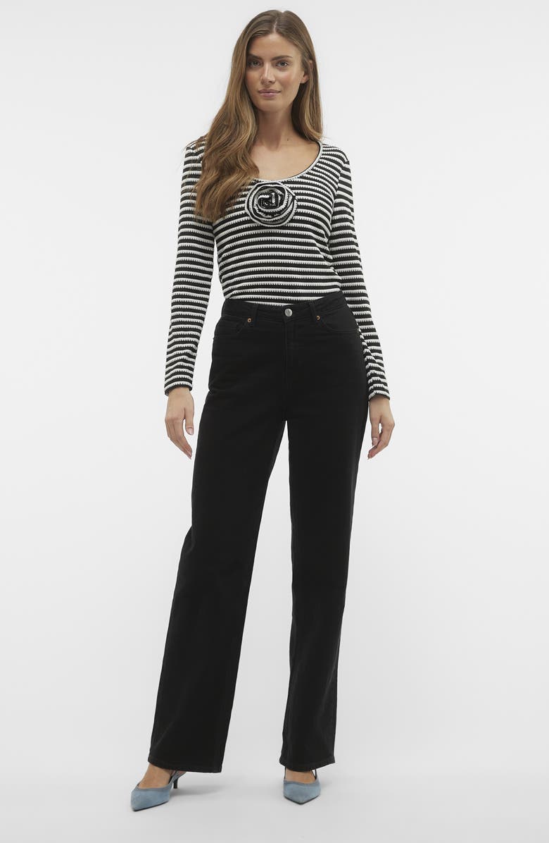 VERO MODA Stripe Jacquard Rosette Knit Top, Alternate, color, 