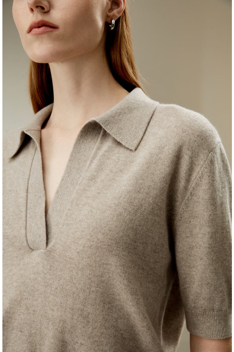 Women's Baby Cashmere Polo Sweater, Alternate, color, Camel