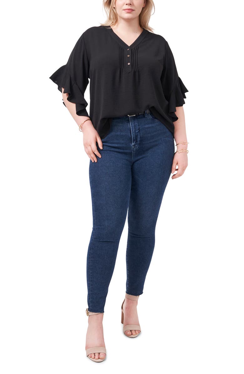 Vince Camuto Flutter Sleeve Blouse, Alternate, color, 