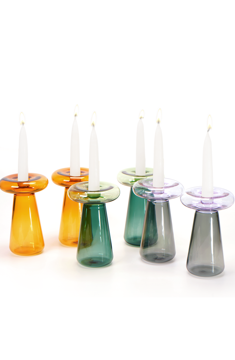 Tchotchke Mushroom Candlesticks, Alternate, color, Purple + Smoke