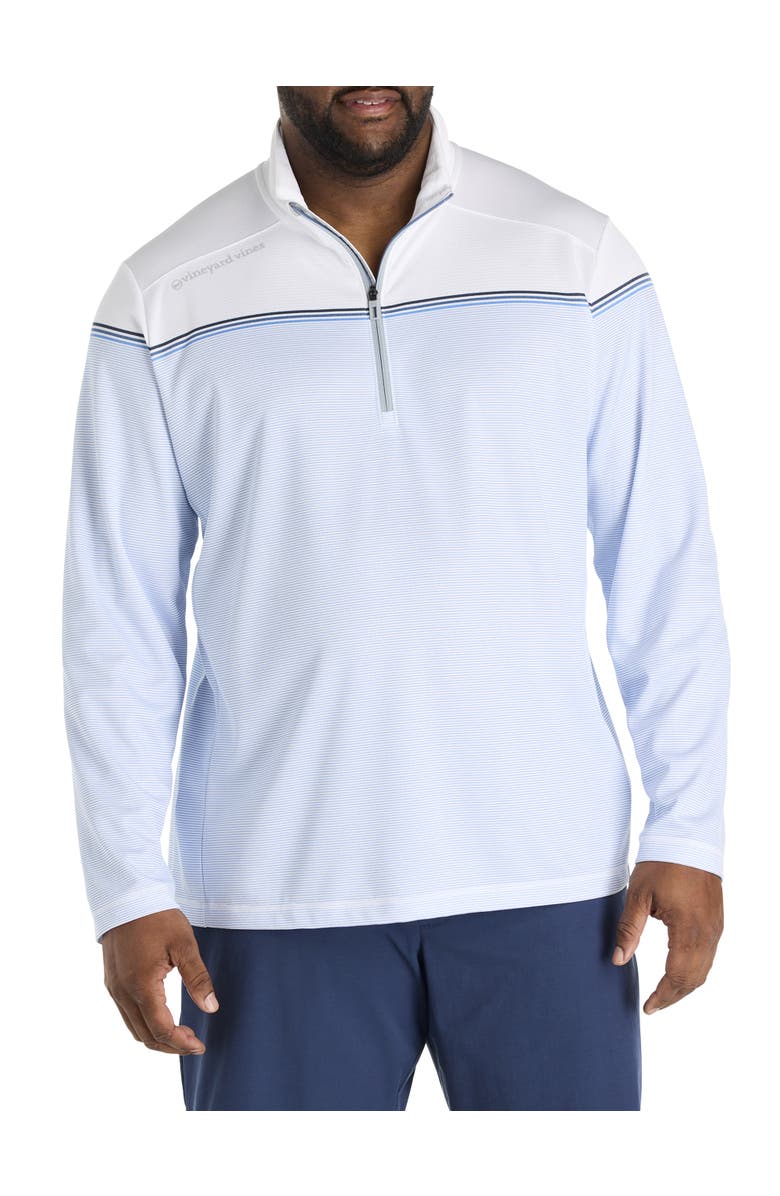 vineyard vines Big & Tall Sankaty Stripe 1/4-Zip Pullover, Main, color, Club Blue