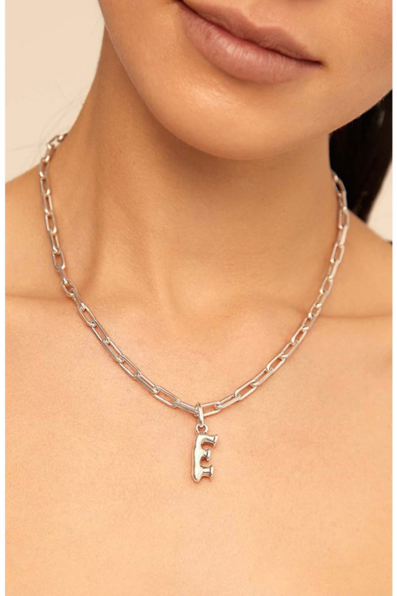 Sterling Silver-Plated Letter E Charm, Alternate, color, Silver