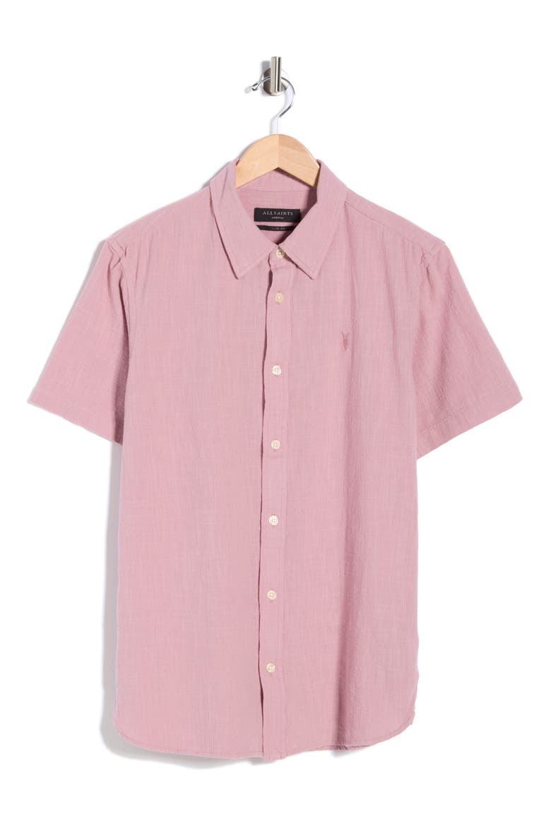 Barre Short Sleeve Shirt, Alternate, color, ASHED PURPLE
