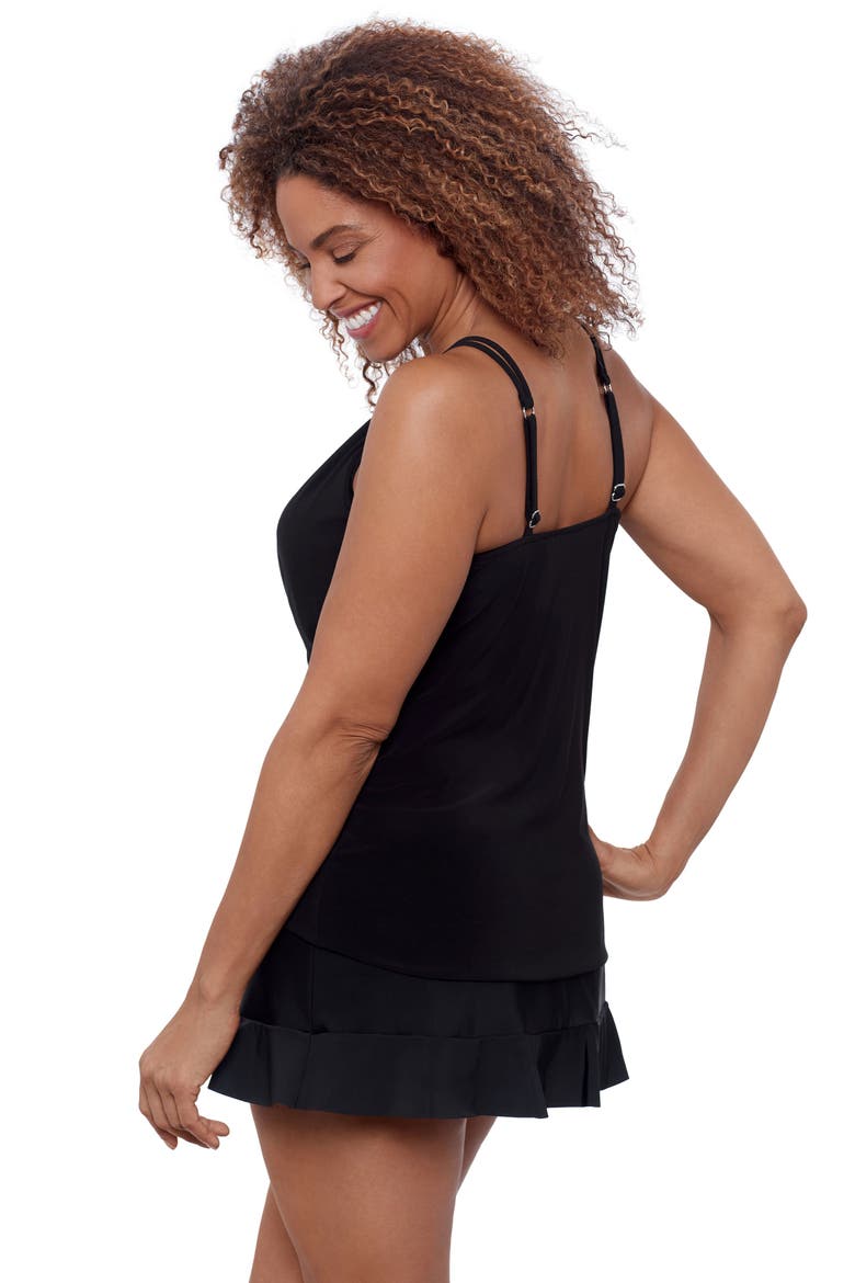 High Neck Keyhole Full Coverage Adjustable Tankini Swimsuit Top, Alternate, color, Black