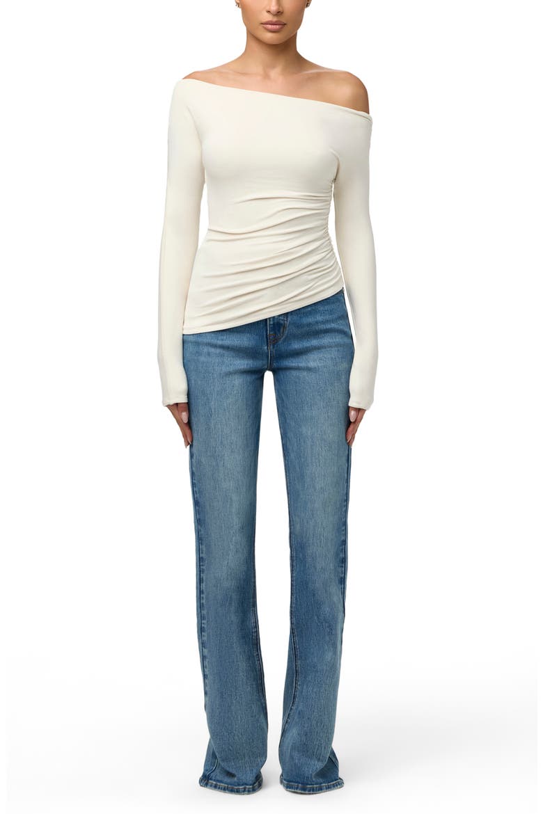 Off the Shoulder Ruched Top, Alternate, color, CREAM