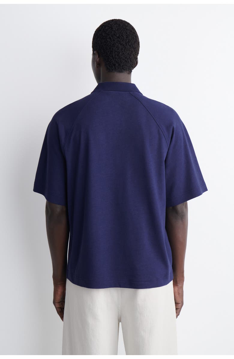 COS Relaxed Cotton-Linen Polo Shirt, Alternate, color, Navy