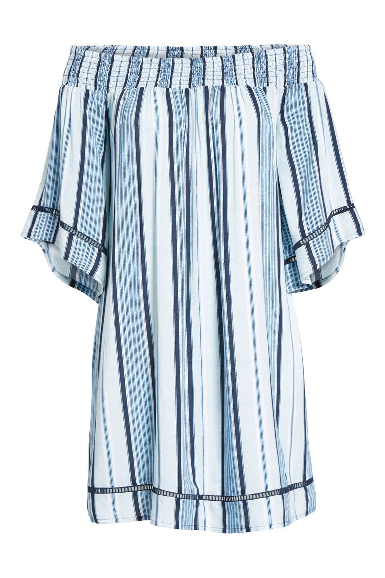 Off the Shoulder Dress, Alternate, color, BLUE STRIPE