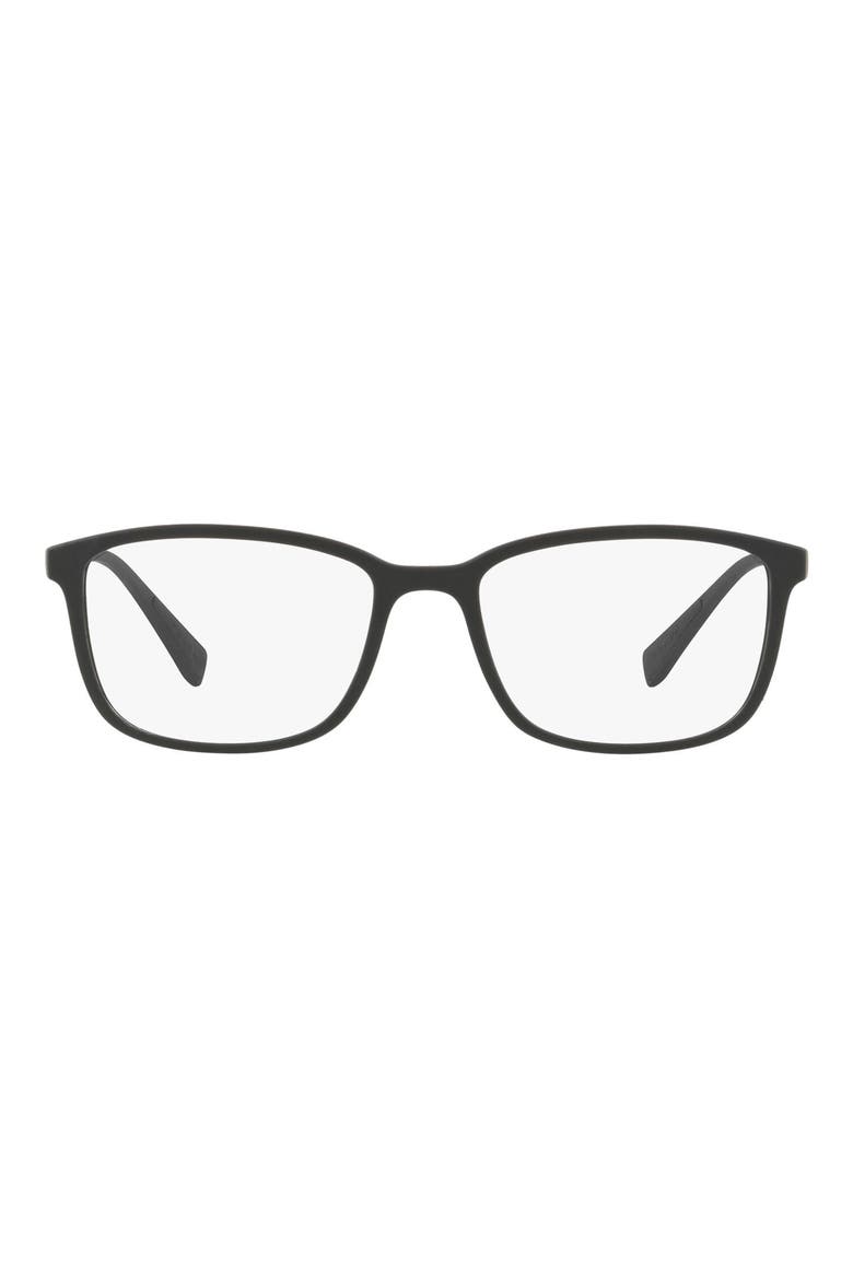 55mm Rectangular Optical Glasses, Main, color, BLACK RUBBER
