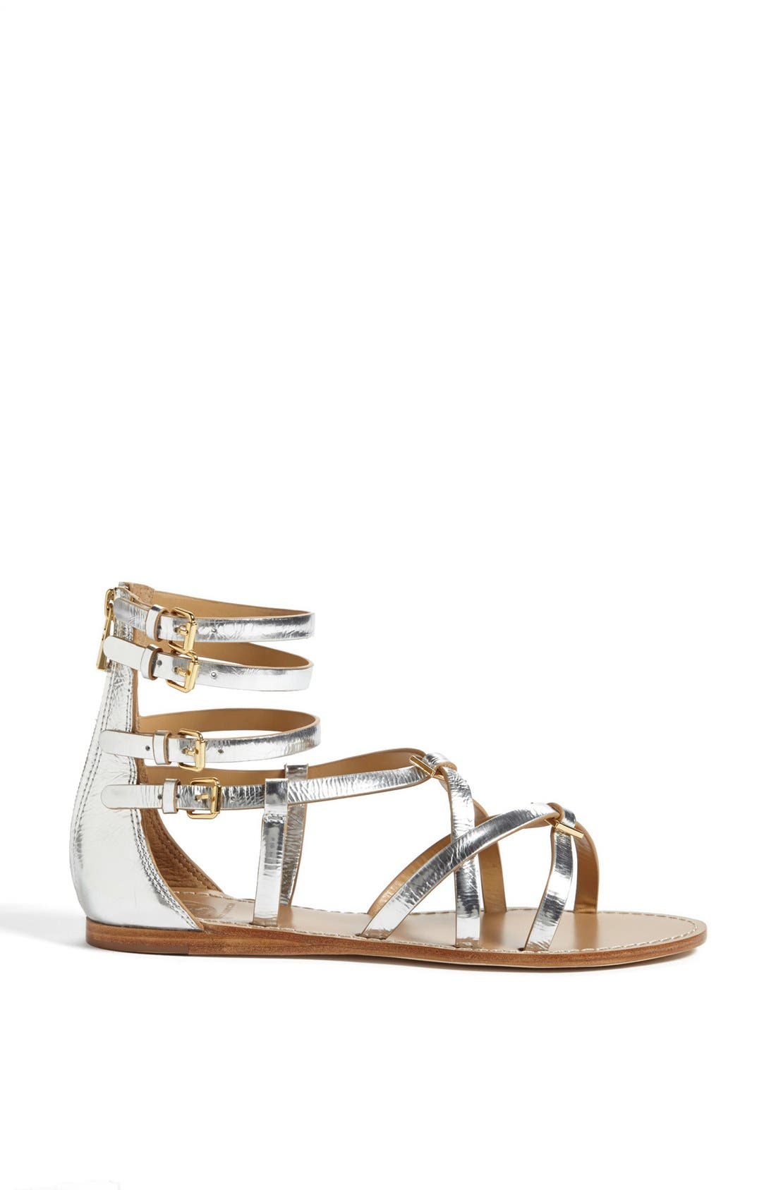 'Lucas' Flat Gladiator Sandal, Alternate, color, SILVER