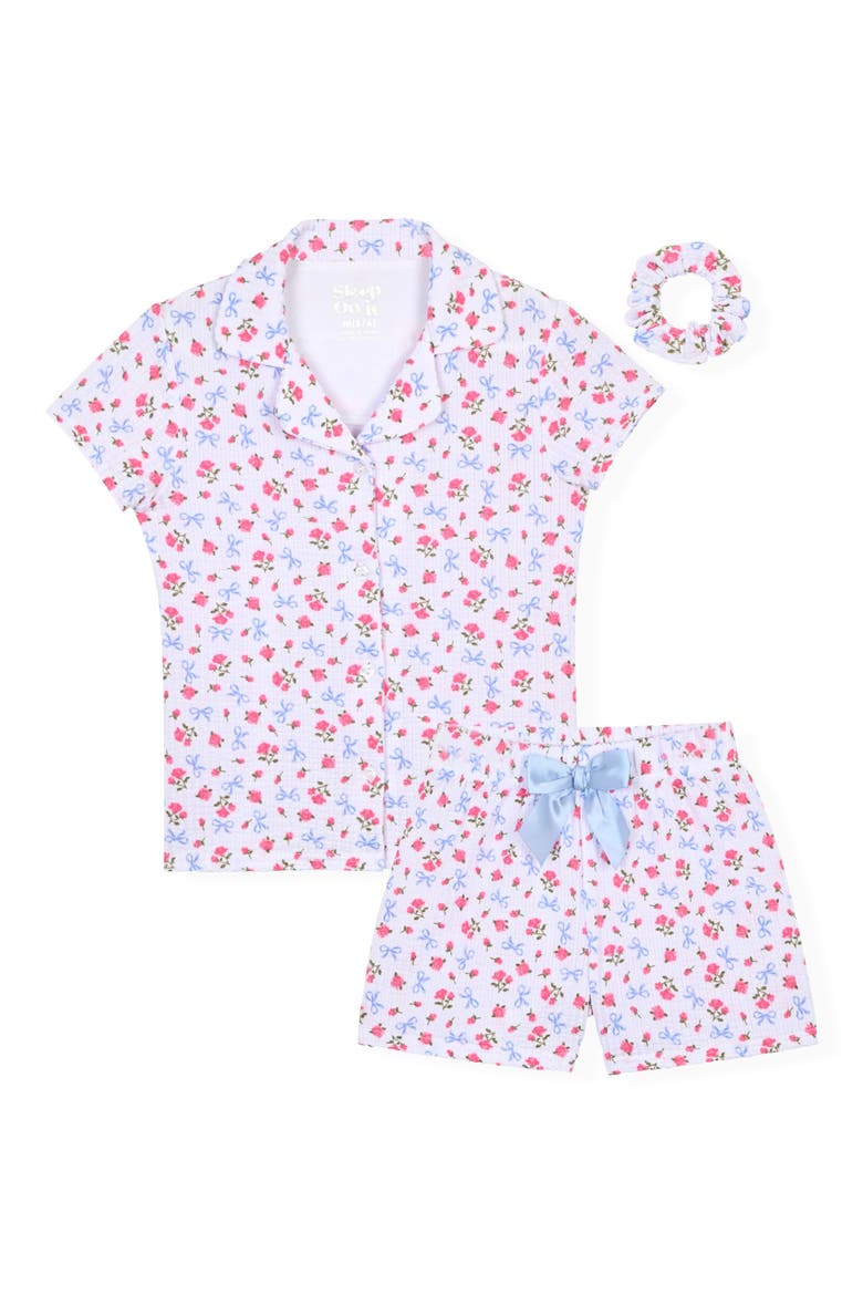 Kids' Two-Piece Short Pajamas & Scrunchie Set, Main, color, BLUE
