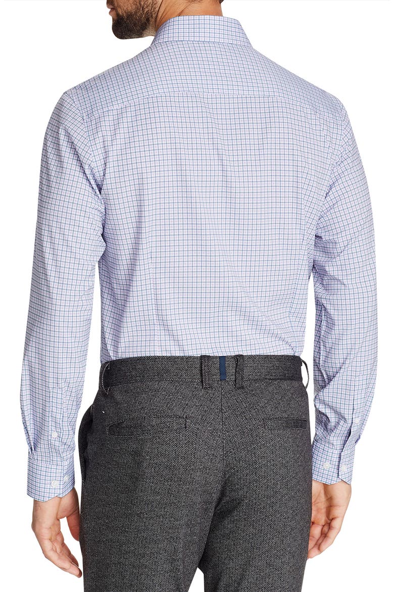 Trim Fit Check Performance Stretch Dress Shirt, Alternate, color, LILAC