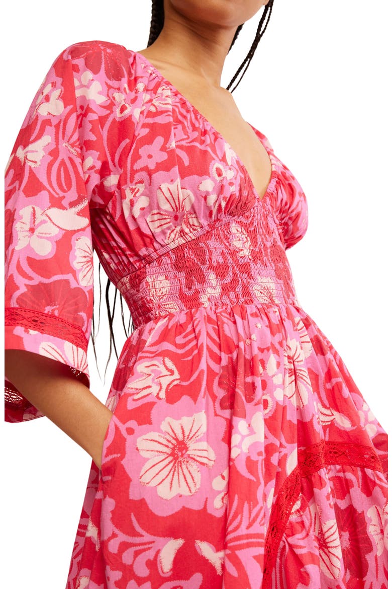 Printed Smocked Waist Maxi Dress, Alternate, color, RUBY COMBO
