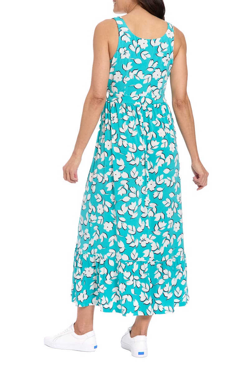 London Times Floral Maxi Dress, Alternate, color, Blue-Green/ Ivory